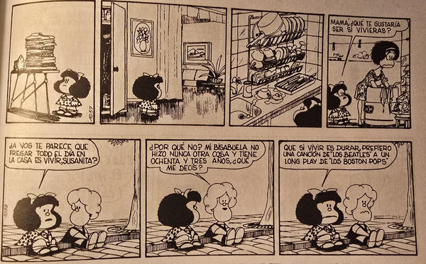 Mafalda le hace una pregunta a su madre